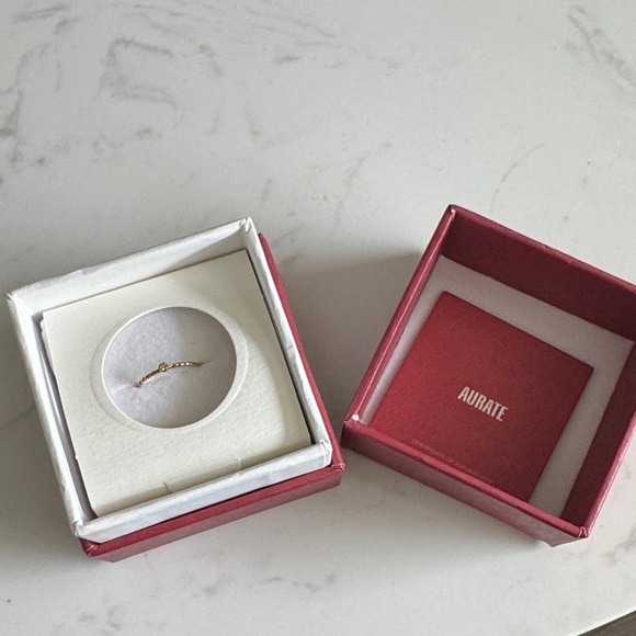 New with box Aurate 18K Solid Gold Mini Twist Stacking Diamond Ring size 4.5 - Picture 3 of 6